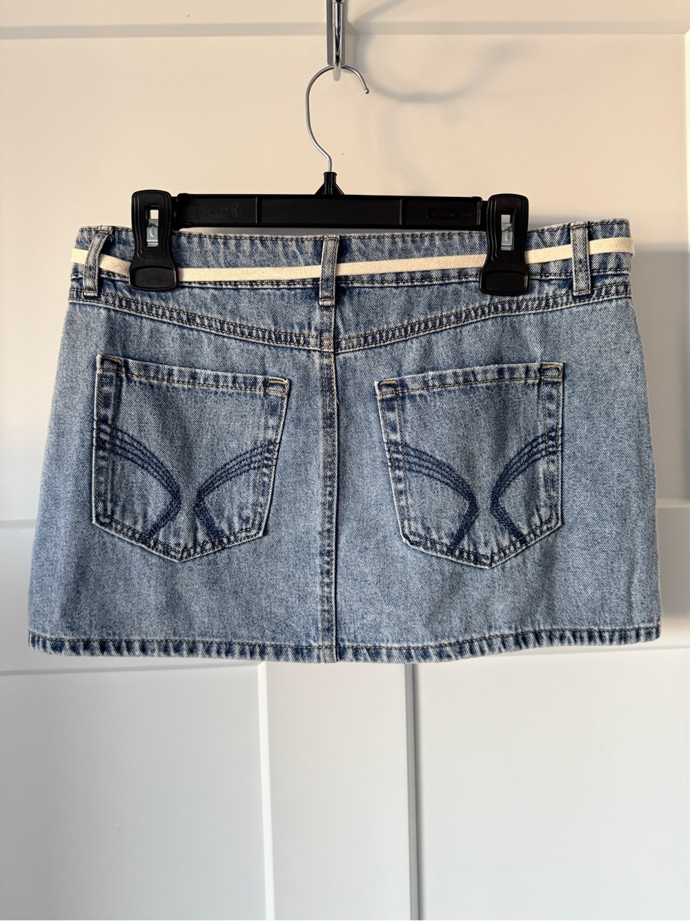 Rewash Denim Micro Mini Skirt with Drawstring 100% Cotton NWT Size 7 - Picture 5 of 7